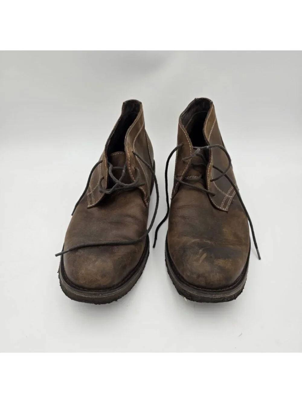 Johnston & Murphy Mens Leather Chukka Boots Brown Lace-Up Casual Style Pre-Owned